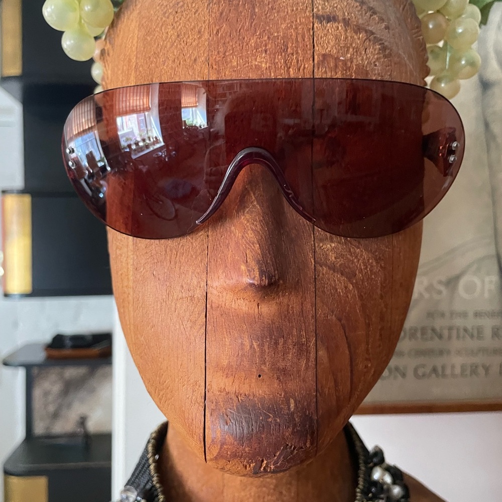 Roberto Cavalli 
Single purple lens Aviator Sunglasses Python leather stems